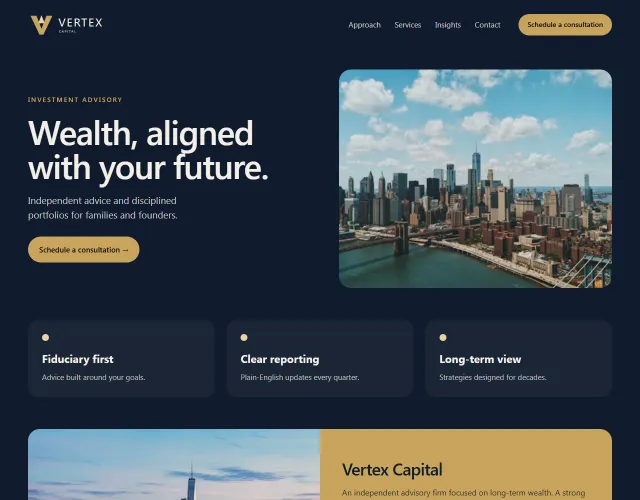 Vertex Capital website concept